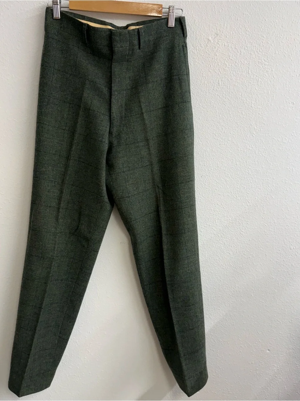 Men's Dark Green Tailored vintage wool Dress Pants